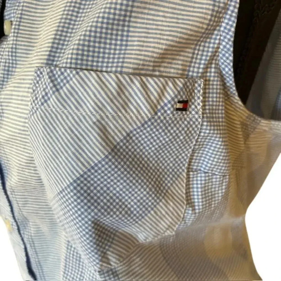 Tommy Hilfiger Cotton Cooper Blue & White Checked Sleeveless Top, size Large 60 - Picture 3 of 6